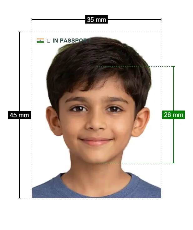 Example showing a 'Before' photo with uneven lighting and a distracting background, and an 'After' photo that meets Indian gov requirements with a plain background and proper lighting.